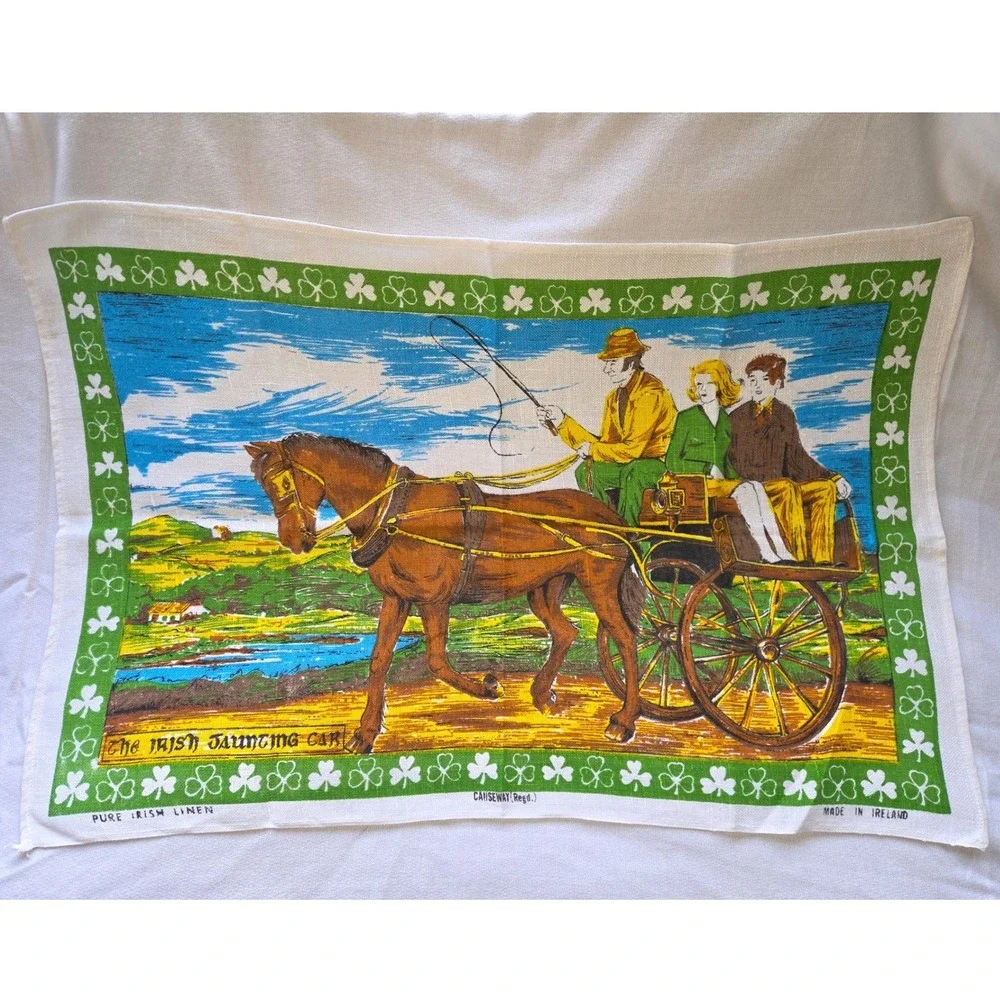 Vintage Irish Linen Tea Towels Lot of 4 - N. Ireland‎ St Vincent Souvenirs